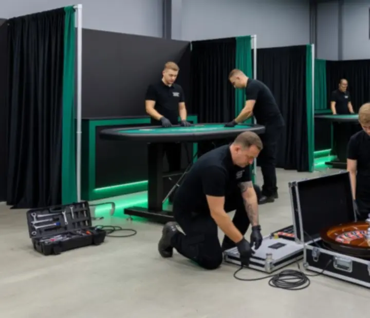 Mobilna instalacja stołów strefa stołów w eleganckiej sali bankietowej