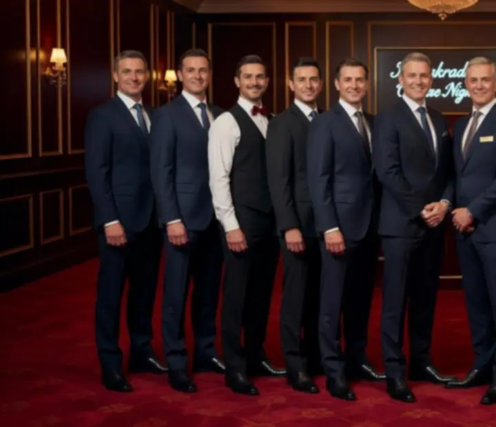 Zespół Novakrador i krupierzy przygotowujący się do obsługi wydarzenia w eleganckiej sali